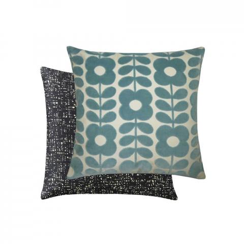 Flower Stem Velvet Cushion in Ziggurat by Orla Kiely