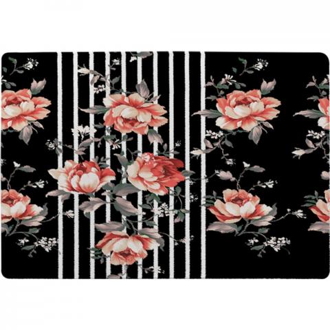 Flowers Designer Rug - Black / 200cm