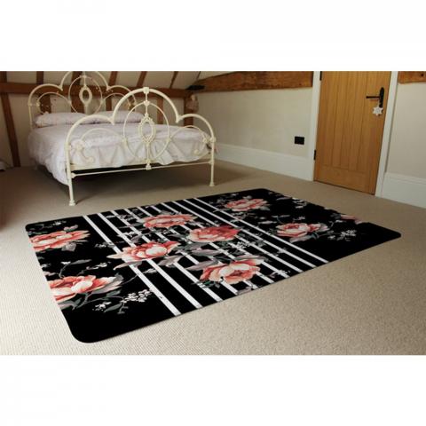 Flowers Designer Rug - Black / 230cm