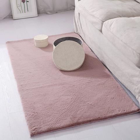 Fluffy Faux Rabbit Fur Area Rug - Pink / 60cm / 90cm