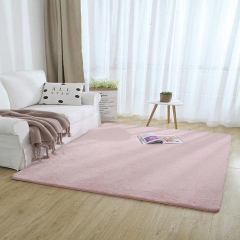 Fluffy Faux Rabbit Fur Area Rug - Pink / 120cm / 160cm