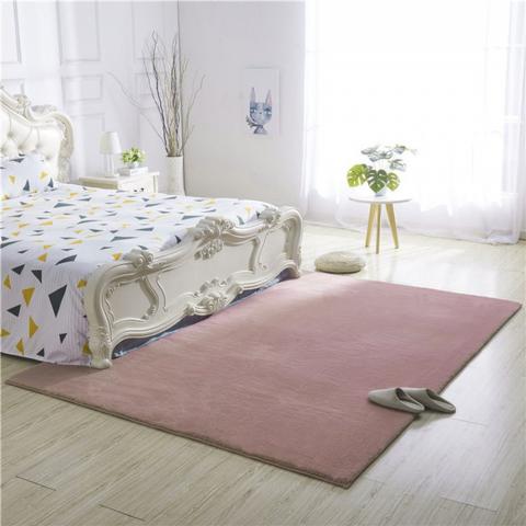 Fluffy Faux Rabbit Fur Area Rug - Pink / 100cm / 160cm