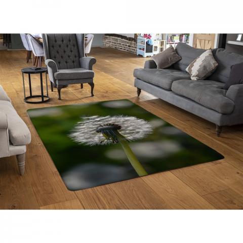 Fluffy Flower Designer Rug - Green / 110cm