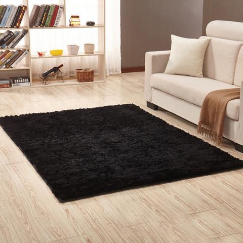 Fluffy Shaggy Area Rug - Black / 750G