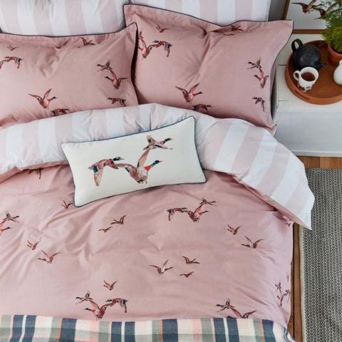 Flying Mallards Bedding and Pillowcase By Joules in Pink