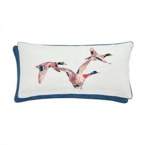 Flying Mallards Cushion By Joules in Chalk White