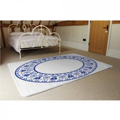 Folk Art Designer Rug - Blue / 230cm