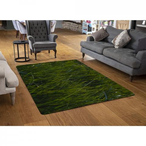 Fresh Green Grass Background, Natural Grass Designer Rug - Green / 110cm