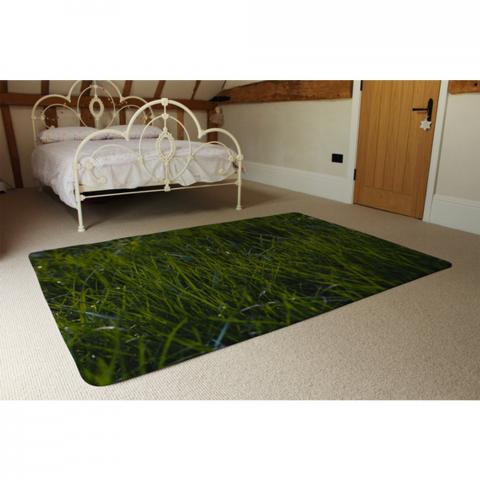 Fresh Green Grass Background, Natural Grass Designer Rug - Green / 230cm