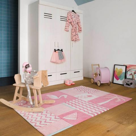 Fruity Flamingo Kids Rugs 4294 02 in Pink