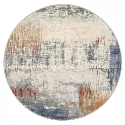 Galleria Abstract Circle Round Rugs in 63393 6656 Blue