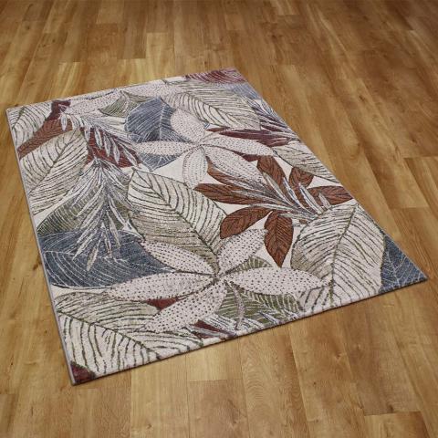 Galleria Blue Rug Leaf Design 