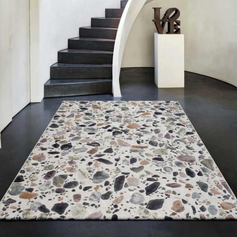 Galleria Modern Abstract Carved Terrazzo rugs 63668 6747 in Cream