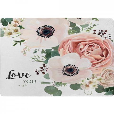 Garden Flower, Pink Peach Rose, White Anemone Designer Rug - Pink / 150cm