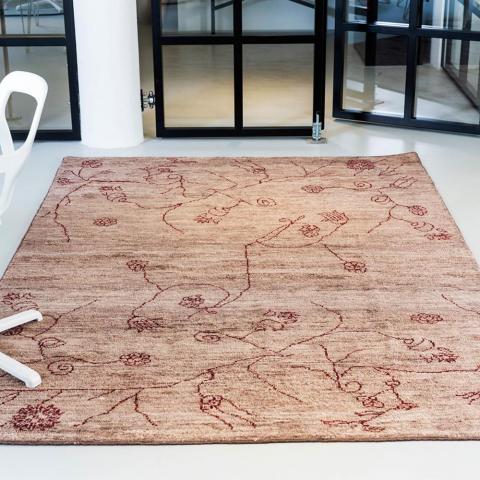 Garden Rugs in Natural and Burgundy by Massimo