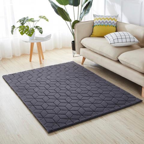 Geo Faux Rabbit Rug - Dark Grey / 170cm