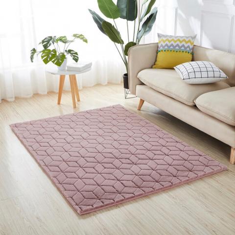 Geo Faux Rabbit Rug - Dusky Pink / 200cm