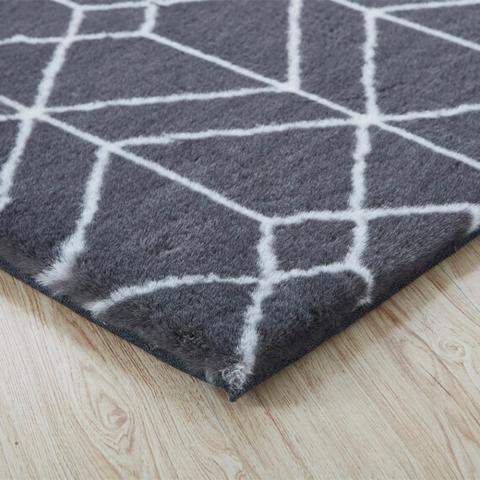 Geo Hex Faux Fur Rug