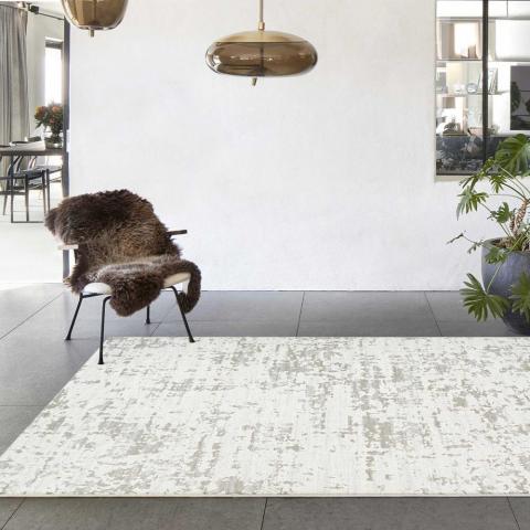 Geo Modern Abstract Textured Rugs in 410007 6121 Light Beige