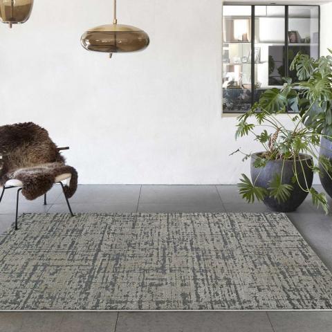 Geo Modern Abstract Textured Rugs in 410003 7131 Taupe