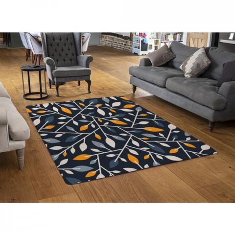 Geometric Abstract Designer Rug - Blue / 110cm