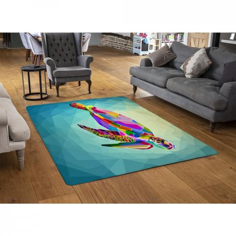 Geometric Blue Water Ocean Designer Rug - Blue / 110cm