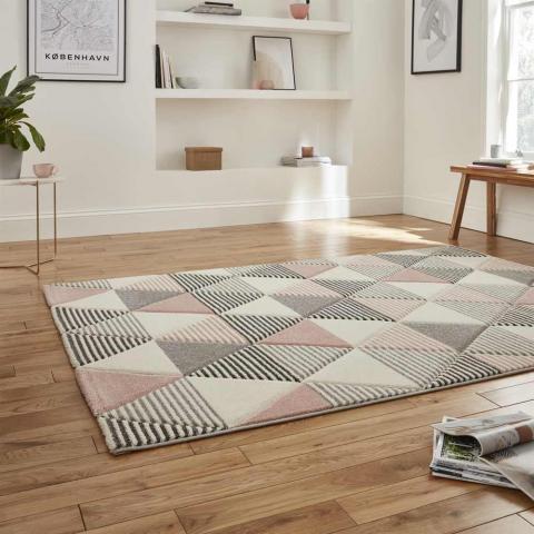 Geometric Brooklyn Rug BRK15 Grey Rose 