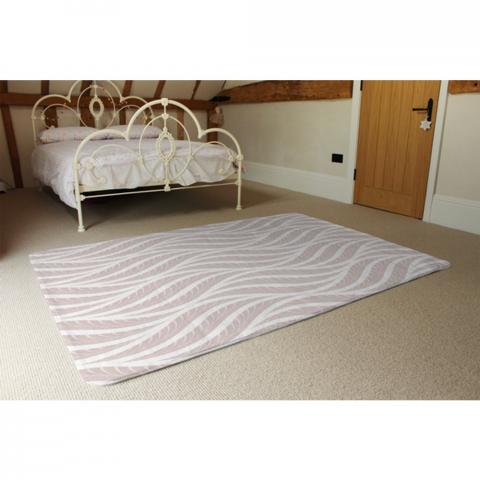 Geometric Pattern With Leaves Designer Rug - Pink / 230cm