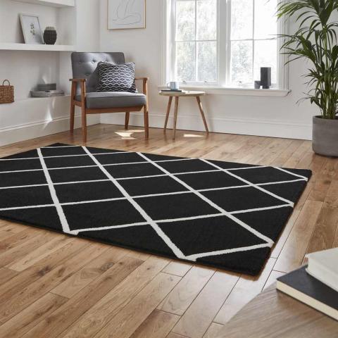 Geometric Rug Brooklyn BRK35 Black White 