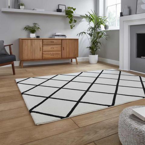 Geometric Rug Brooklyn BRK35 Cream Black 