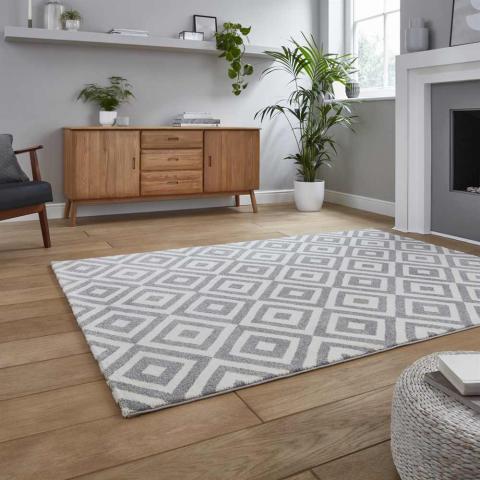 Geometric Rug Brooklyn BRK89 Grey White 