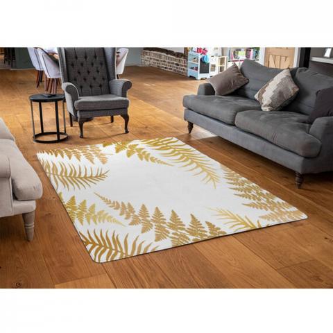 Gold Fern Designer Rug - Yellow / 110cm