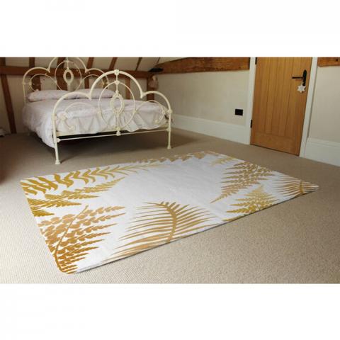 Gold Fern Designer Rug - Yellow / 230cm