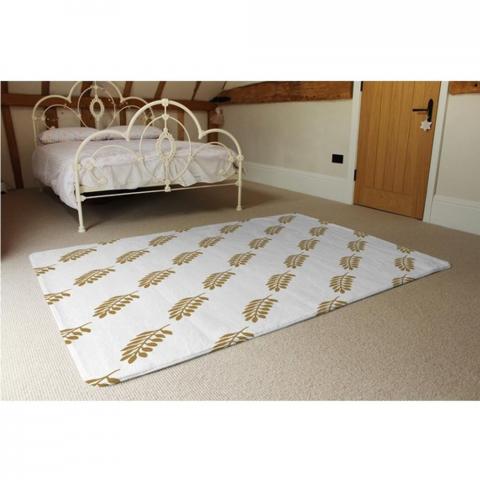 Gold Leaf Pattern Designer Rug - Yellow / 230cm