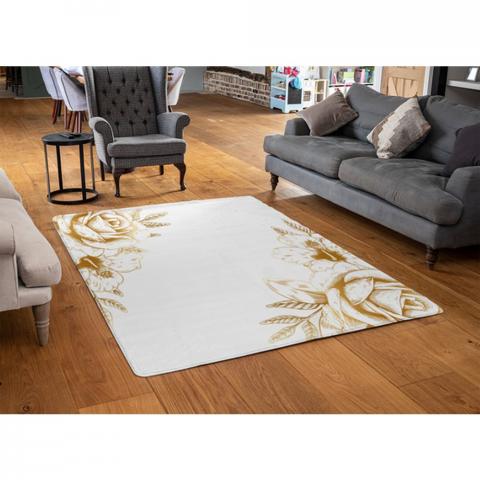 Gold Rose Designer Rug - Yellow / 110cm