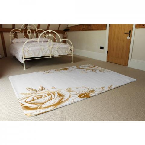 Gold Rose Designer Rug - Yellow / 230cm