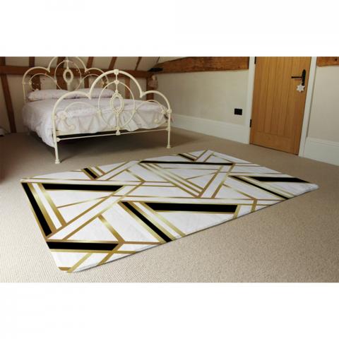 Golden Art Deco Designer Rug - Yellow / 230cm