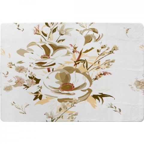 Golden Flower Print Designer Rug - Yellow / 150cm