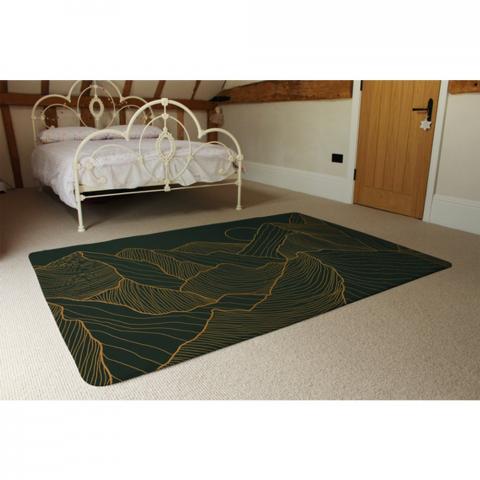 Golden Mountain Line Art Designer Rug - Yellow / 230cm