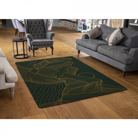 Golden Mountain Line Art Designer Rug - Yellow / 110cm