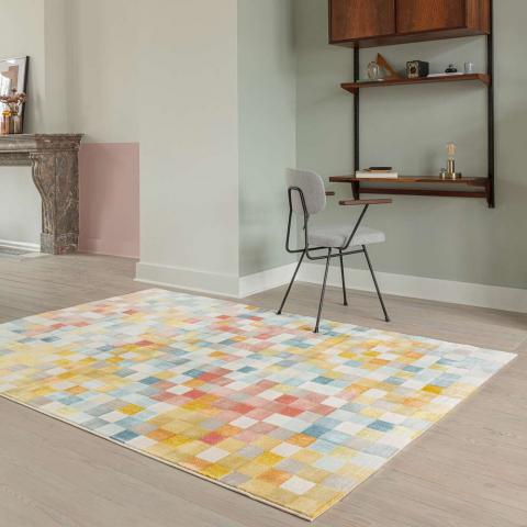 Golden Pastel Rug Geometric City AK911 