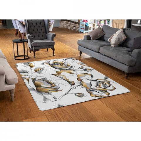 Golden Roses Designer Rug - Yellow / 110cm