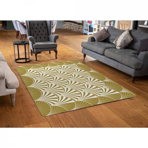 Golden Semi Circles Designer Rug - Yellow / 110cm