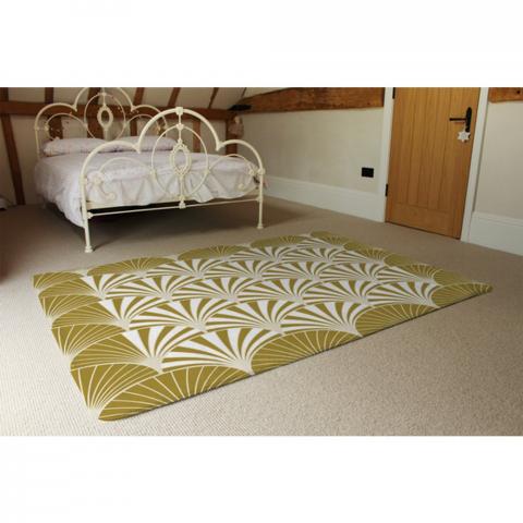 Golden Semi Circles Designer Rug - Yellow / 230cm