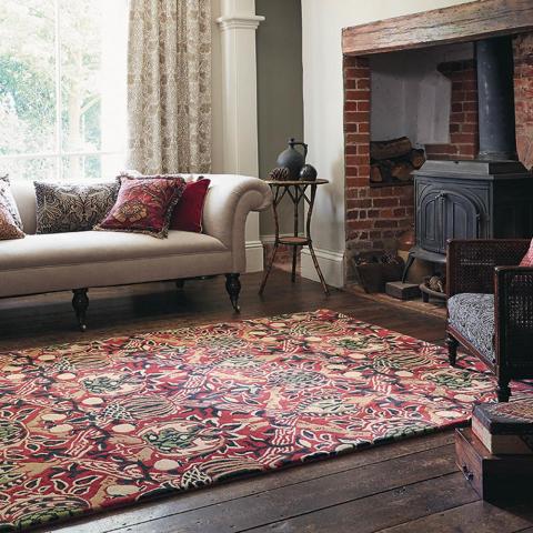 Granada Rugs 27600 in Red and Black by William Morris