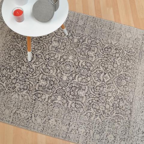 Grandeur Slate Damask Rugs