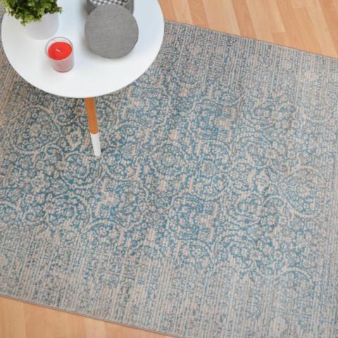 Grandeur Teal Damask Rugs