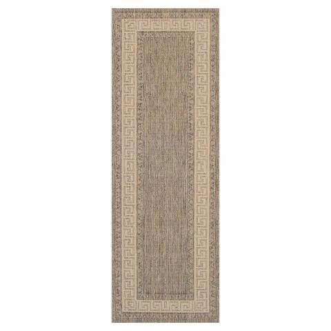 Greek Key Flatweave Anti Slip Hallway Runners in Grey