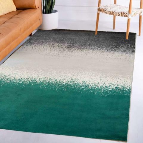 Green And Grey Scandi Rug - Green / 230cm