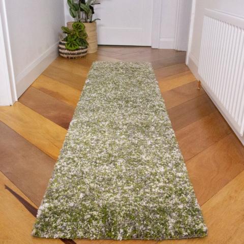 Green Flecked Shaggy Living Room Rug - Lush - Green / 240cm